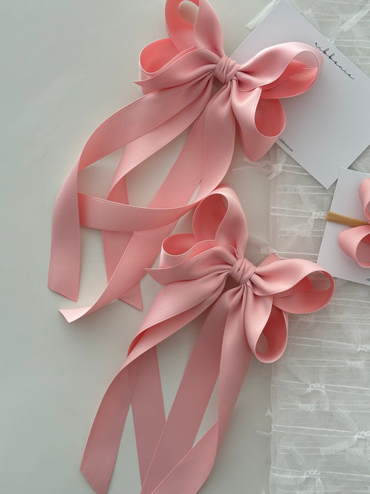 Chic and Timeless,  Our Classy Satin Long Tail Bow for Kids and Adults