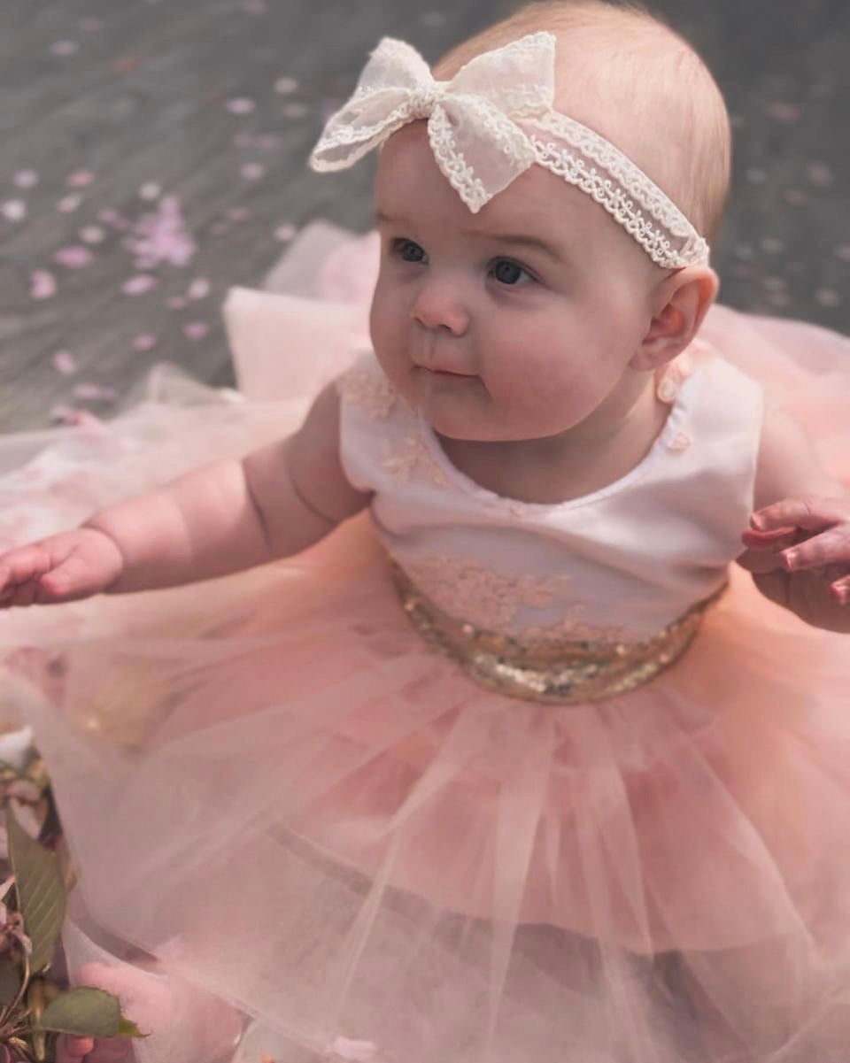 Ivory Baptism Baby Lace Bow Headband Christening Baby Soft Headband