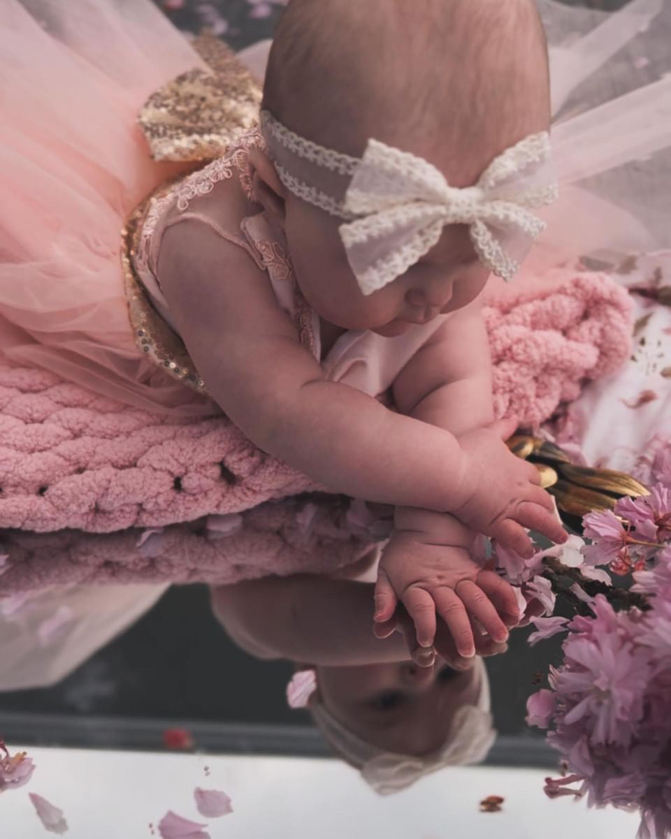 Ivory Baptism Baby Lace Bow Headband Christening Baby Soft Headband