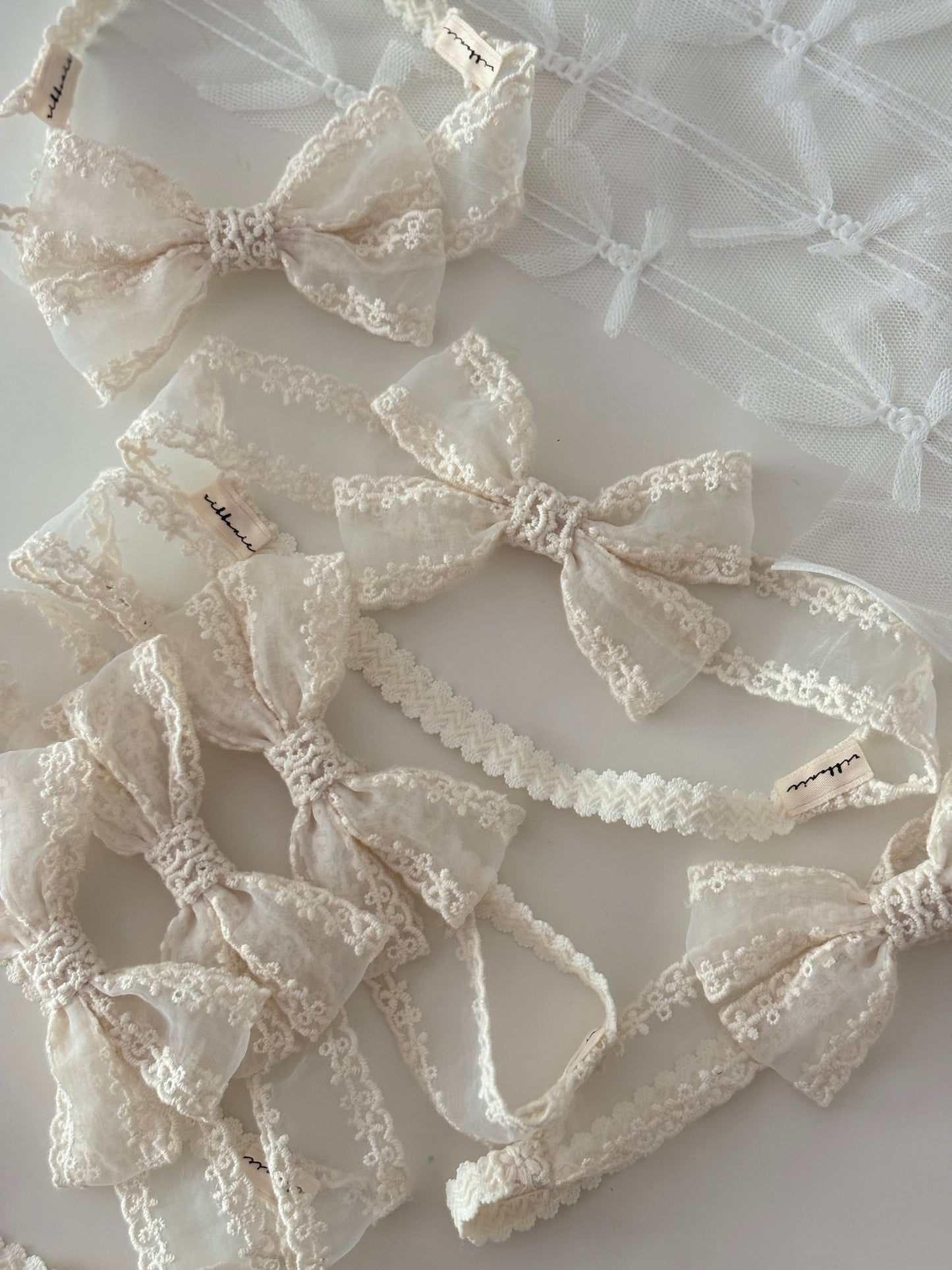 Ivory Baptism Baby Lace Bow Headband Christening Baby Soft Headband