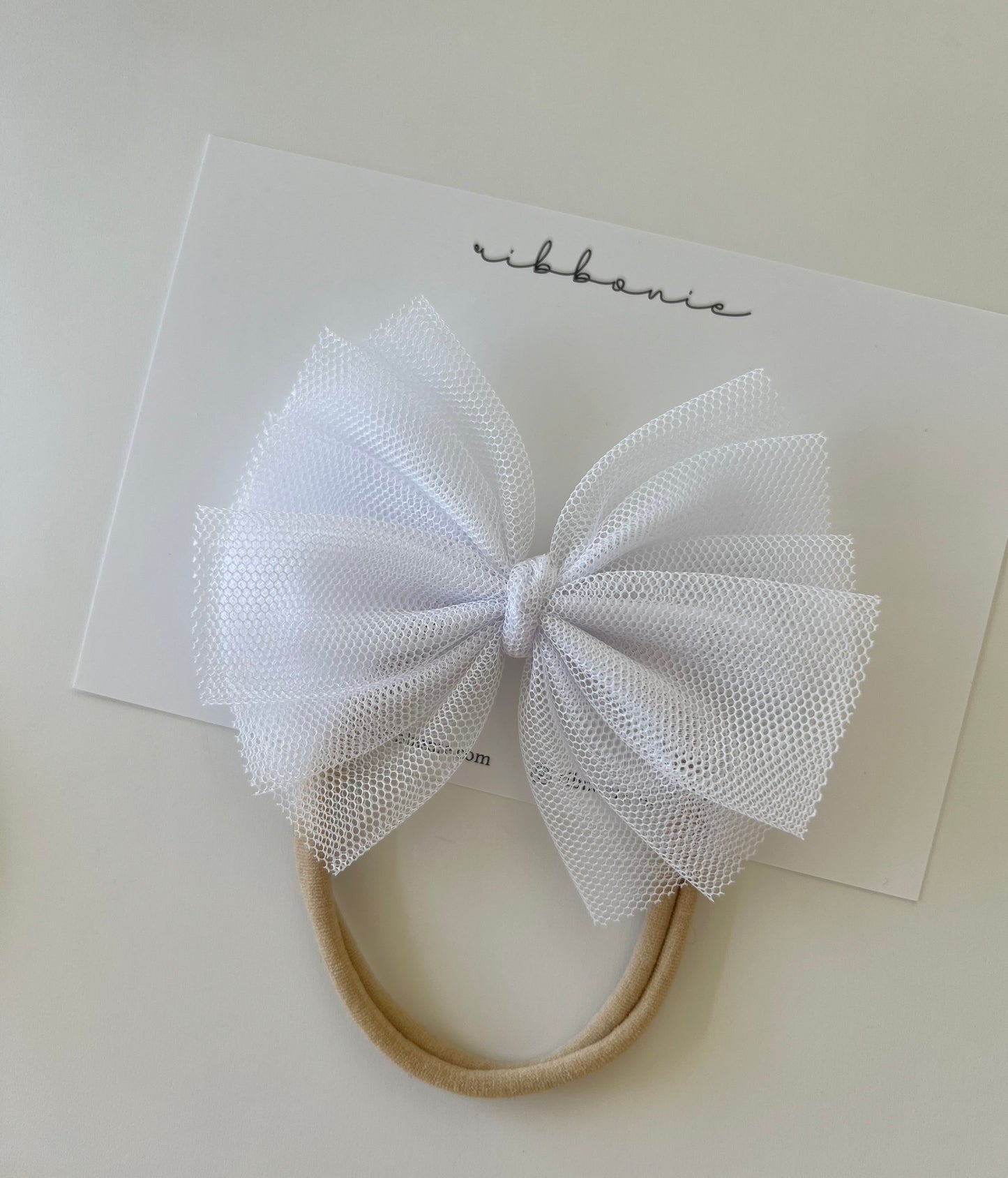 White Tulle Bow Soft Headband