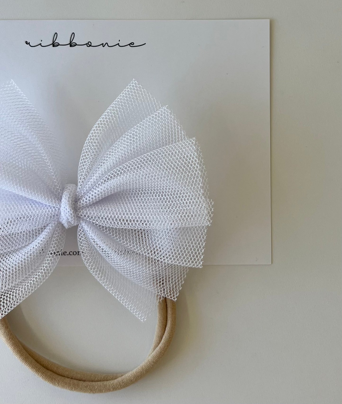 White Tulle Bow Soft Headband