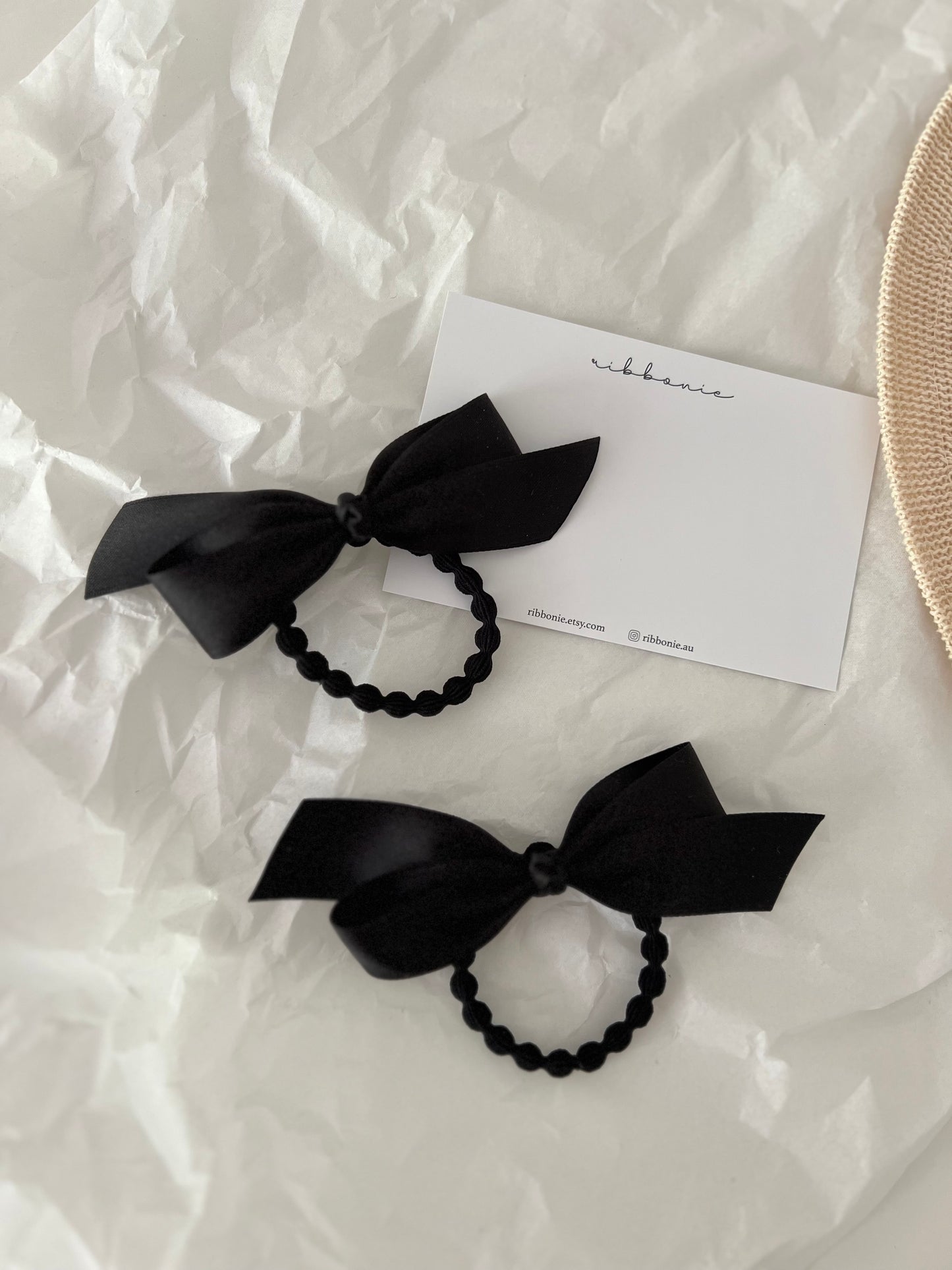 Set of Two Satin Pigtail Hair Bow Ties