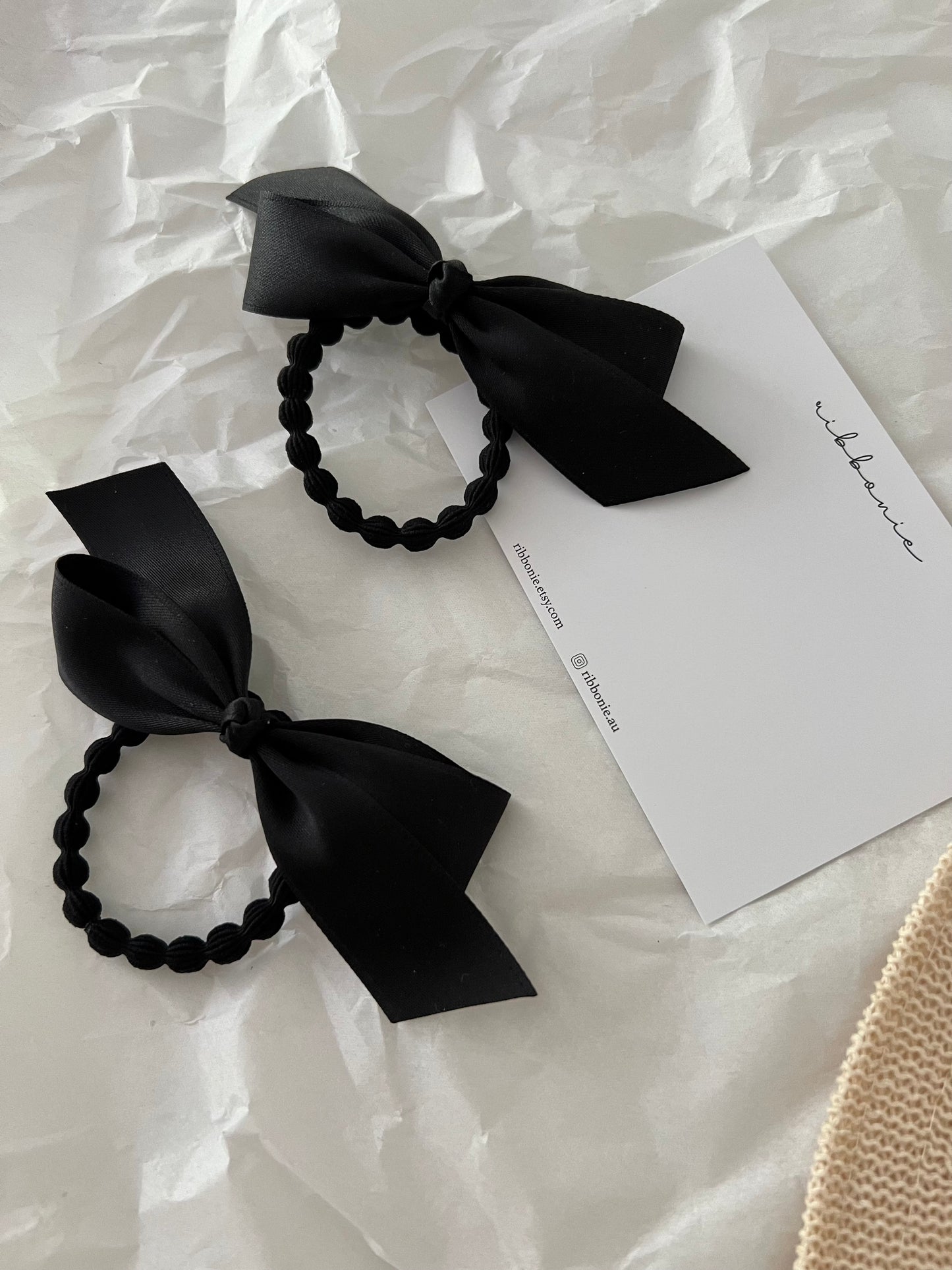 Set of Two Satin Pigtail Hair Bow Ties