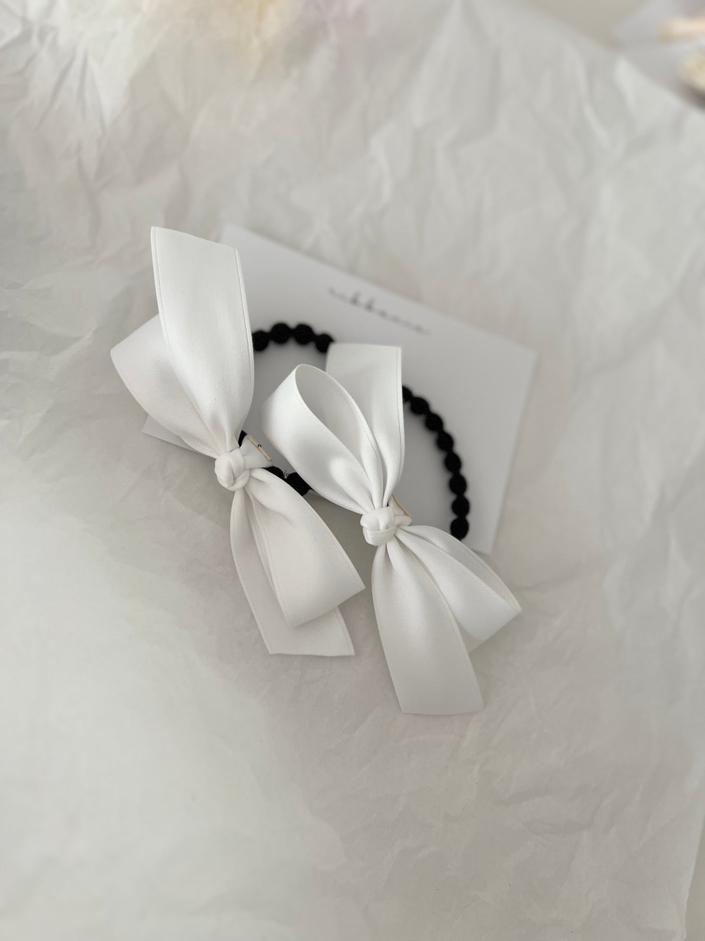 Set of Two Satin Pigtail Hair Bow Ties