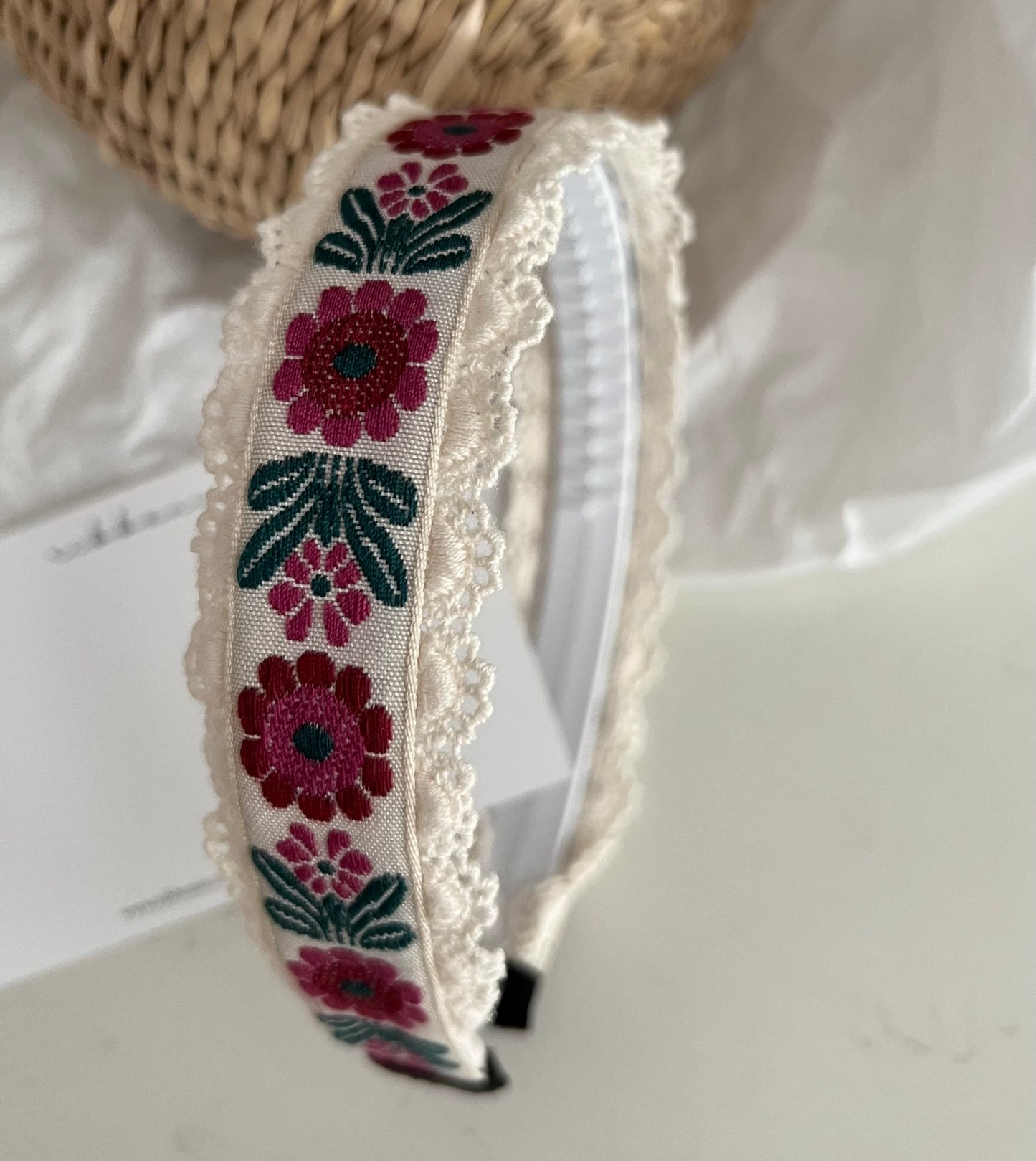 Flower Embroidery Hard Headband for Girls Embroidery Lace Hard Headband for girl